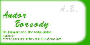 andor borsody business card